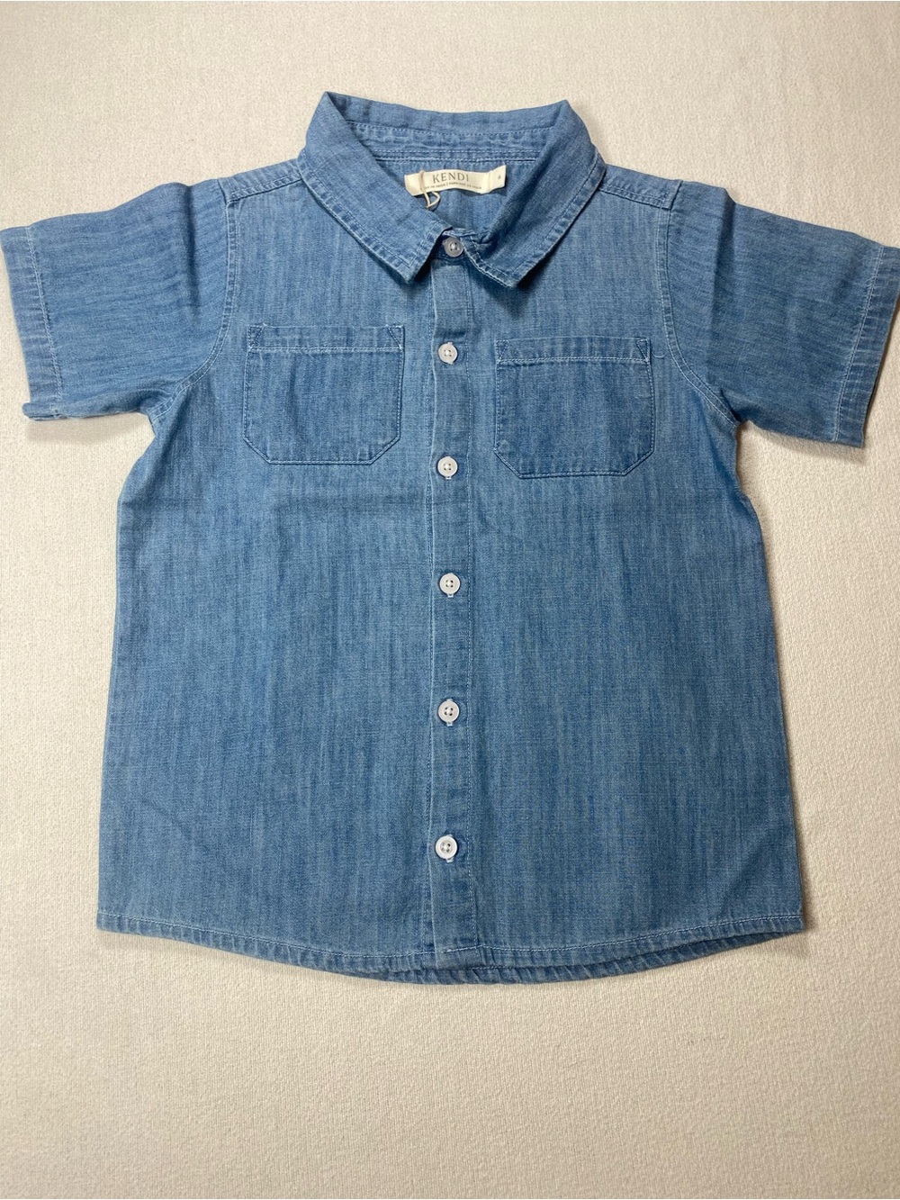 Kendi Short-Sleeve Denim Button-Down Shirt - Blue